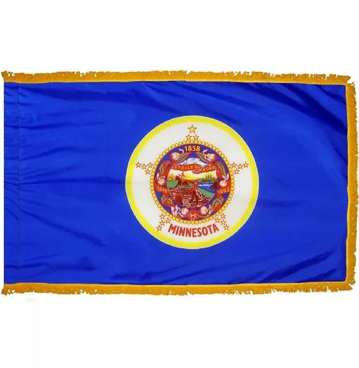 Minnesota 3'x5' Embroidered Polyester Flag with Gold Fringe