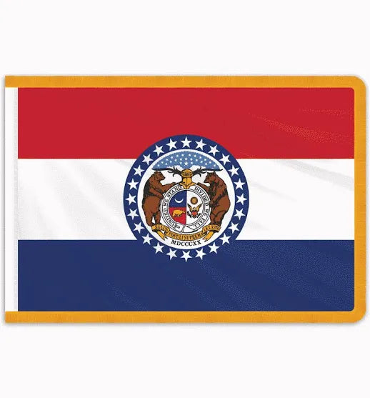 Missouri 3'x5' Embroidered Polyester Flag with Gold Fringe