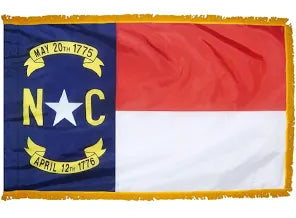 North Carolina 3'x5' Embroidered Polyester Flag with Gold Fringe