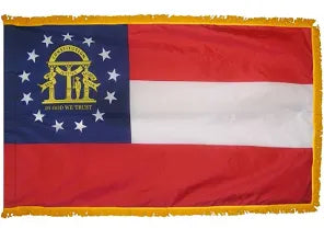 Georgia 3'x5' Embroidered Polyester Flag with Gold Fringe