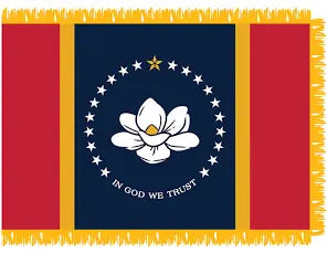 Mississippi 3'x5' Embroidered Polyester Flag with Gold Fringe