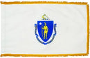 Massachusetts 3'x5' Embroidered Polyester Flag with Gold Fringe