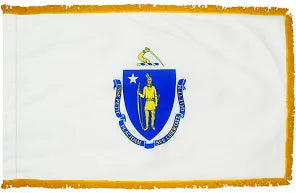 Massachusetts 3'x5' Embroidered Polyester Flag with Gold Fringe