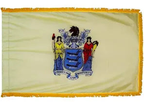 New Jersey 3'x5' Embroidered Polyester Flag with Gold Fringe