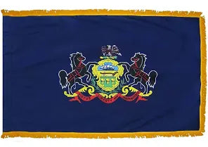 Pennsylvania 3'x5' Embroidered Polyester Flag with Gold Fringe