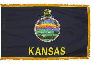 Kansas 3'x5' Embroidered Polyester Flag with Gold Fringe