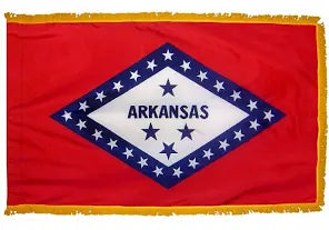 Arkansas 3'x5' Embroidered Polyester Flag with Gold Fringe
