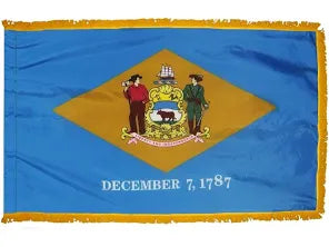 Delaware 3'x5' Embroidered Polyester Flag with Gold Fringe