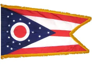 Ohio 3'x5' Nylon Embroidered  Flag with Gold Fringe
