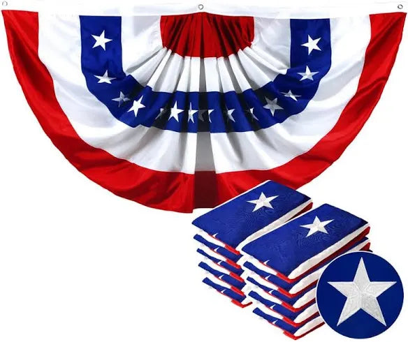 American Flag USA Bunting Fans 1.5x3 Feet Embroidered Nylon