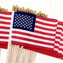 American Stick Flags 12" Inches by 18" USA Natural Wooden Staffs Gold Safety Spears Sale