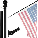 Flagpole Kit Spinner Aluminum Black Finish Beautiful Heavy Duty Homeowner Premium Bracket Included Nightfall Edition