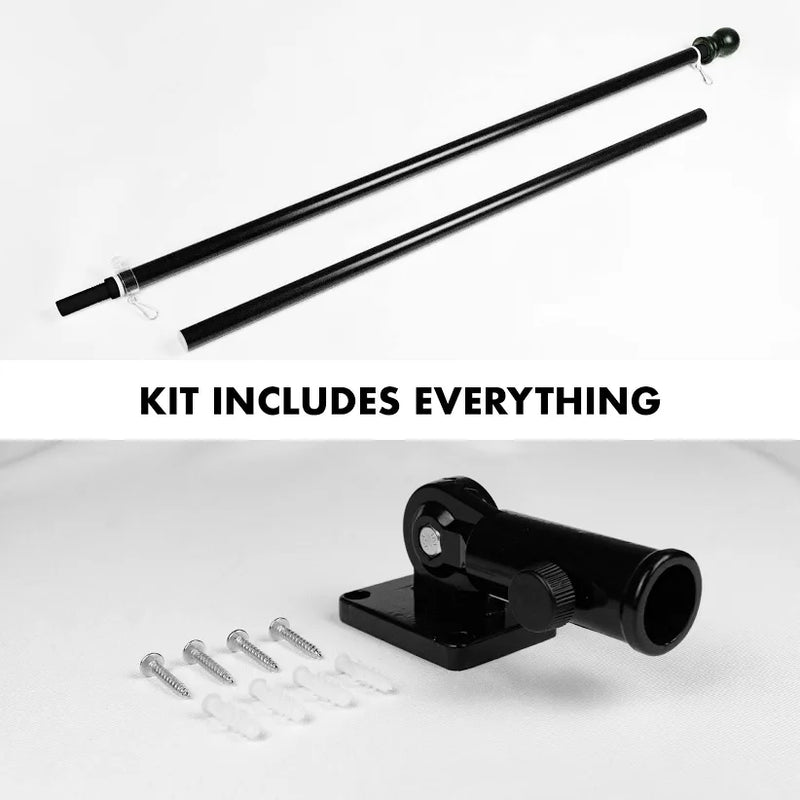 Flagpole Kit Spinner Aluminum Black Finish Beautiful Heavy Duty Homeow