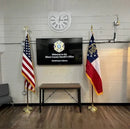 ALL AMERICAN 50 STATES & USA INDOOR FLAGS SEWN COTTON 3X5 SLEEVE & GOLD FRINGE