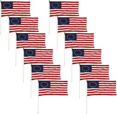 Betsy Ross 8x12 inch Stick Wooden Staff American Flag 8"x12"