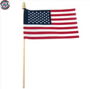 American Cotton No Fray Stick U.S.A. Flags 4"x6" USA Natural Wooden Staff Limited Stock for Memorial Day Case of 144