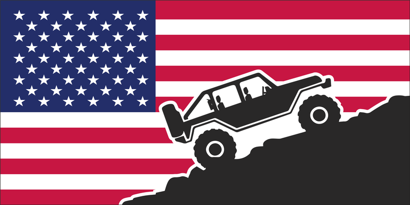 USA Flag Jeep Bumper Sticker American Made 4x4 Offroad