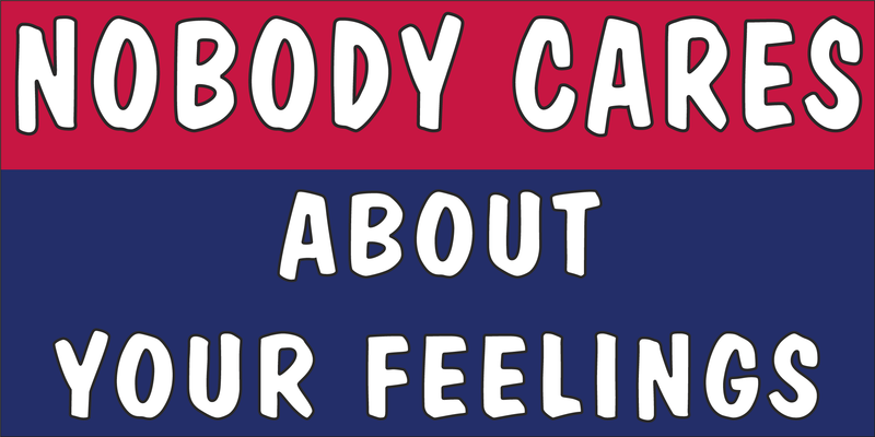 Nobody Cares About Your Feelings Bumper Sticker