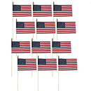American 8x12 Inch Stick Flags Black Wood Staff USA Flags