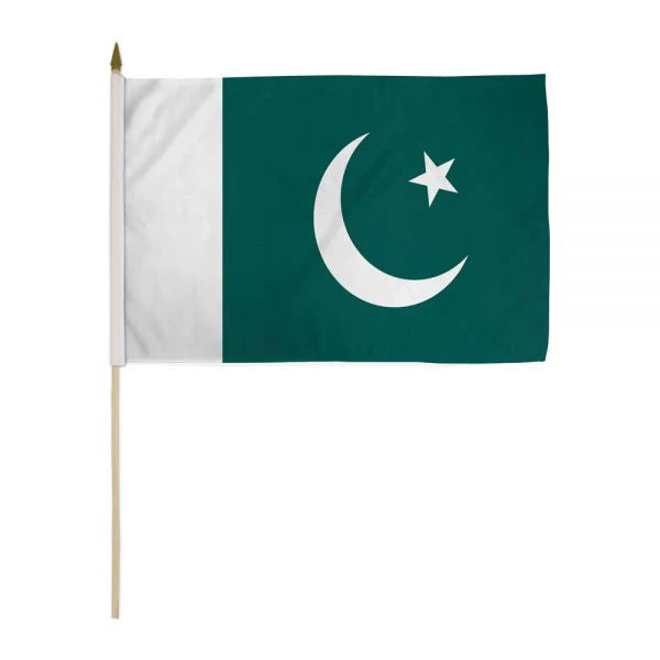 Pakistan 12"x18" Stick Flag ROUGH TEX® 100D 30" Wooden Stick