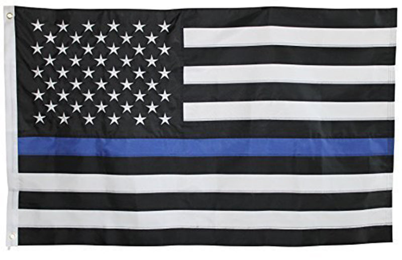USA Thin Blue Line 3'X5' Embroidered Flag ROUGH TEX® 300D Nylon