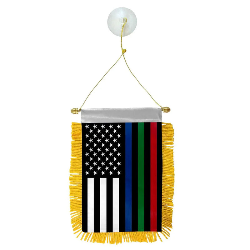 USA Blue Green Red Line Flag Mini Banner