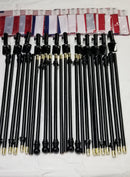 Flagpole Kits American Flags 3'x5' USA Expertly Printed US Gov Spec 5' Feet Blackout 100% Wooden Poles All Black Adjustable Brackets 12 Pack of Each