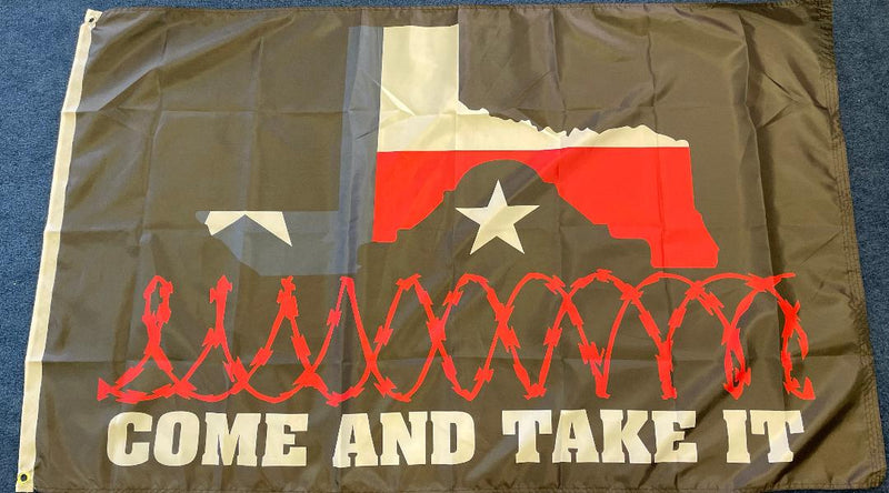 Come And Take It Texas Border Map Barbed Wire Alamo 3'x5' Flag ROUGH TEX® 100D