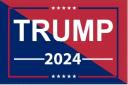 Trump 2024 Red & Blue Diagonal 12"x18" Double Sided Flag With Grommets ROUGH TEX® 100D