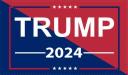 Trump 2024 Blue & Red Diagonal 12"x18" Stick Flag ROUGH TEX® 68D 30" Wooden Stick