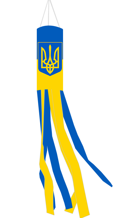 Ukraine Trident 5.5"x60" Windsock Embroidered 68D Nylon