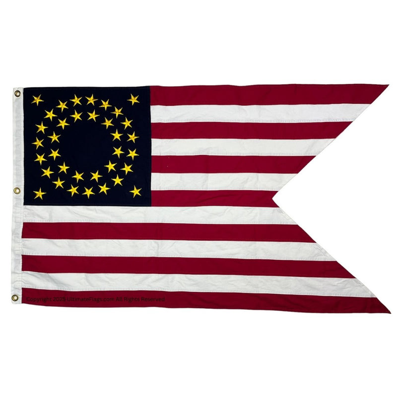 Union Cavalry Guidon 2'x3' Embroidered Flag Rough Tex® Cotton USA 34 Gold Stars Swallowtail Civil War 1860