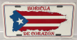 Boricua De Corazon Embossed License Plate