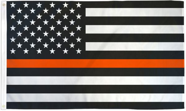 US Memorial Thin Orange Line Search & Rescue 5'x9.5' Embroidered Flag ROUGH TEX® Cotton