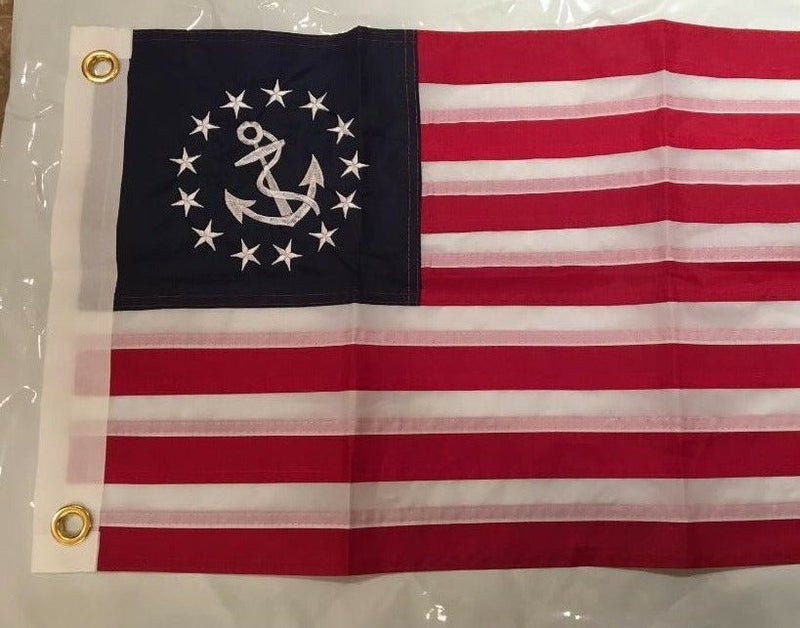 US Yacht American Boat Flag 210D Dura-Lite ® Nylon Sewn & Embroidered 16"x24" Inches