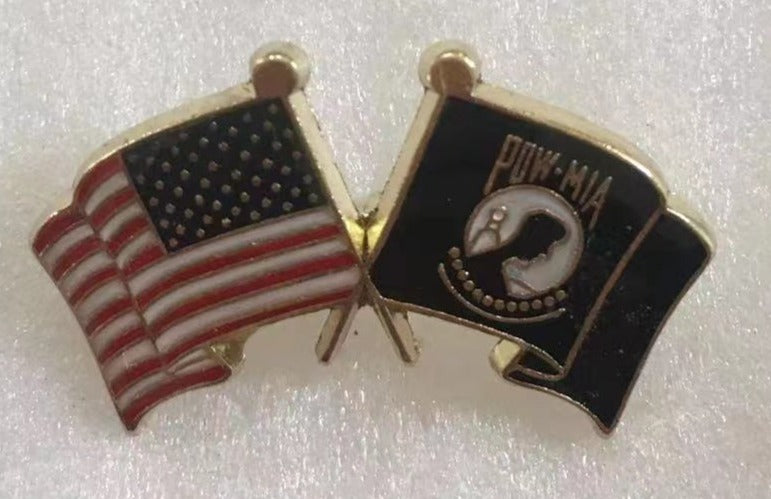 USA POW MIA Wavy Lapel Pin American Veteran