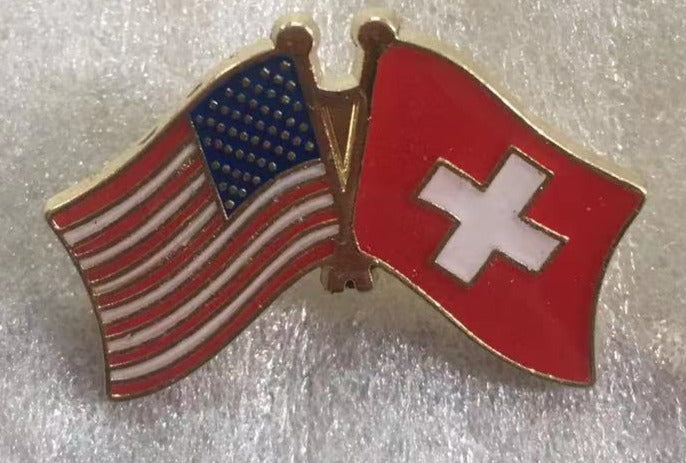 USA Swiss Lapel Pin American Friendship