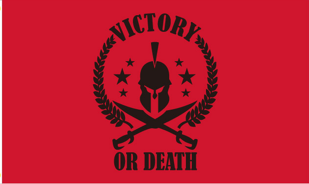 Victory or Death Roman Red 3'X5' Flag ROUGH TEX® 100D Molon Labe Crimson