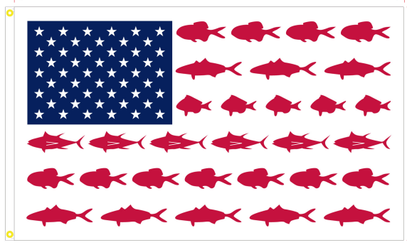 USA Fish 3'X5' Flag ROUGH TEX® 100D
