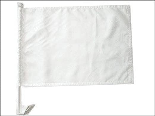 White 12"x18" Car Flag Flag ROUGH TEX® Double Sided