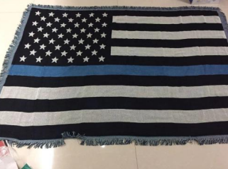 US American Police Memorial Jacquard Loom Woven Cotton Afghan Blankets