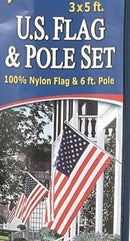 USA Flagpole Kit 6' Aluminum flagpole (with 3x5 American Printed Flag, pole & bracket)