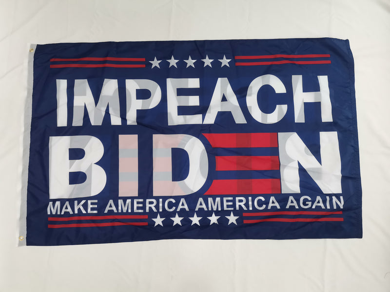 Impeach Biden Make America Great Again MAGA 3x5 Rough Tex Trump Flag Double Sided