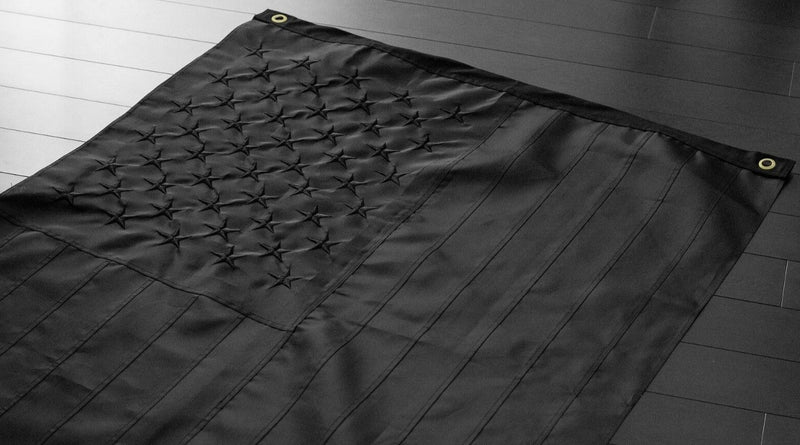 American Black 12"x18" USA Blackout Tactical Embroidered Boat Flag Rough Tex® Nylon