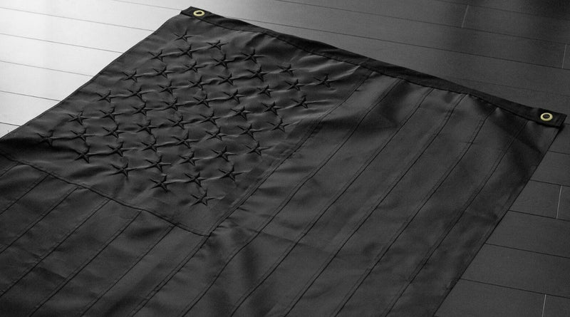 Black Out 5x8 American Black 5'x8' USA Blackout Tactical Embroidered Flag Rough Tex® Nylon