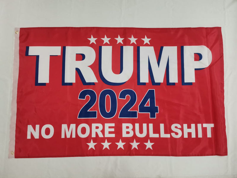 TRUMP 2024 NO MORE BULLSHIT RED 3X5 ROUGH TEX 100D double sided flag