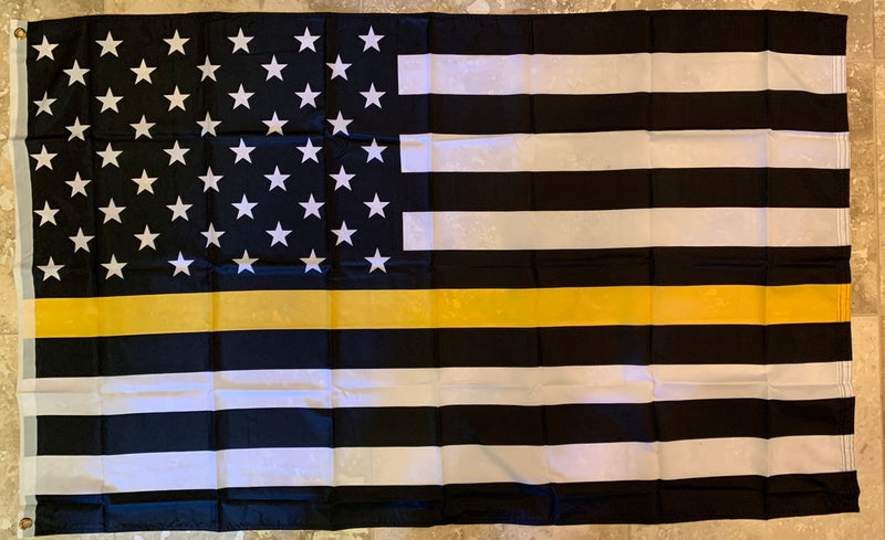 Black And Gold USA Dispatcher Memorial Flag Rough Tex ® 100D 3'X5'