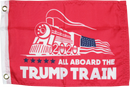 All Aboard The Trump Train Flag Red - 12"X18" Rough Tex® Knit Nylon