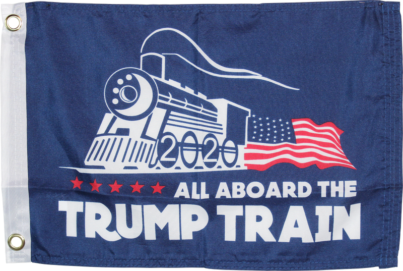 All Aboard The Trump Train Blue "12X18" Flag -  Rough Tex® 100D