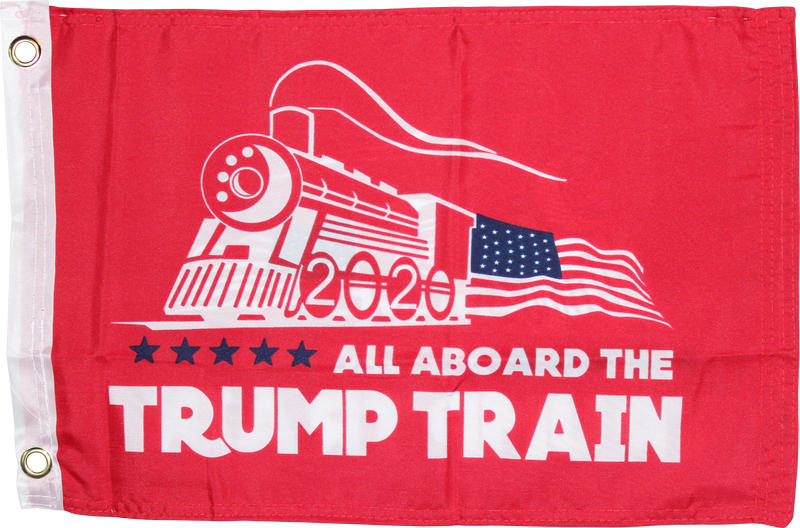 All Aboard The Trump Train Red Double Sided Flag- 12''X18''  Rough Tex®